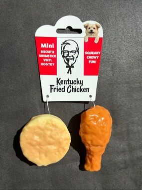 Mini Biscuit & Drumstick Vinyl Dog Toy - Beige & Orange